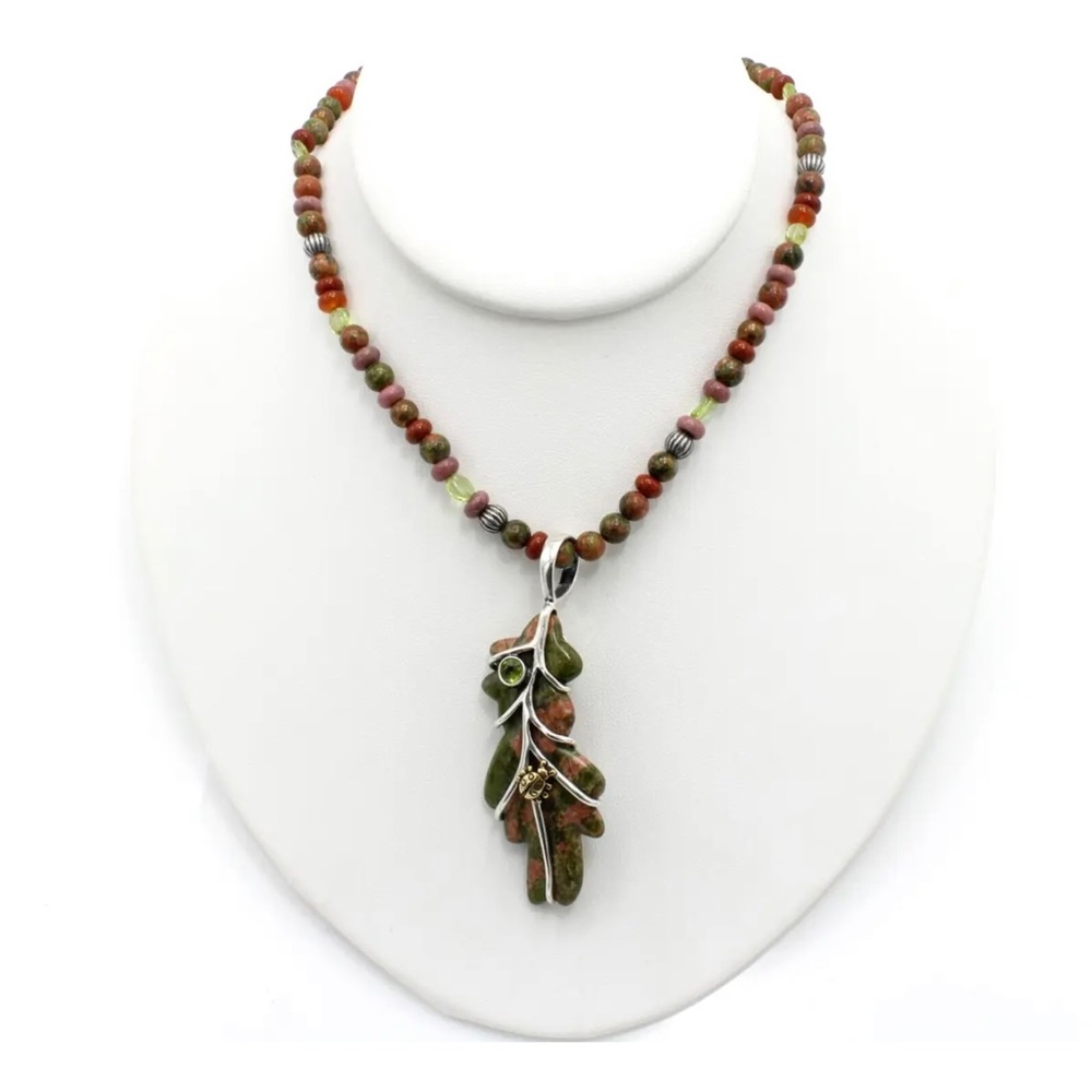 ♥️SOLD♥️CAROLYN POLLACK RELIOS* Sterling Silver Unakite Pendant With Necklace